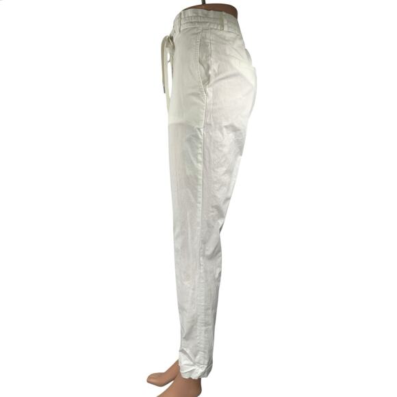Eleventy Women's White Drawstring Straight Leg Pull-On Ankle Trousers Pants Sz 0 - Picture 2 of 5